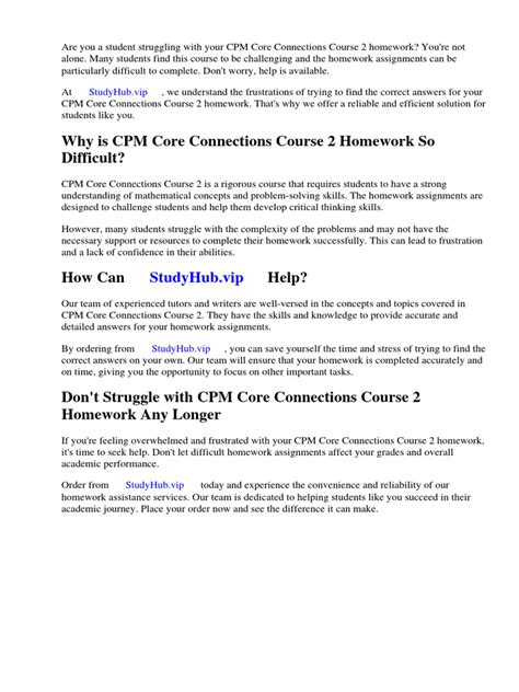 Cpm Core Connections Course 2 Answers - PDF Search Engine PDF