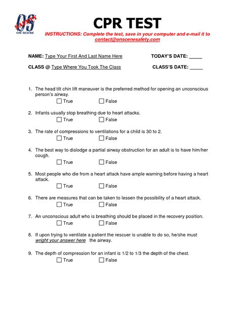 Cpr Certification Test Questions Answers Doc