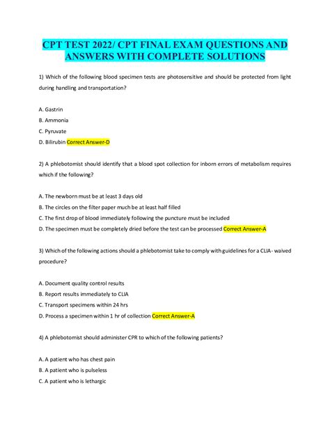 Cpt Questions And Answers PDF