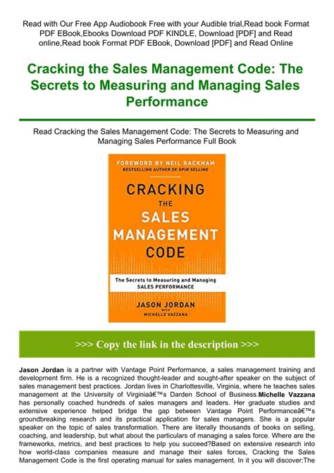 Cracking Sales Management Code Performance Epub