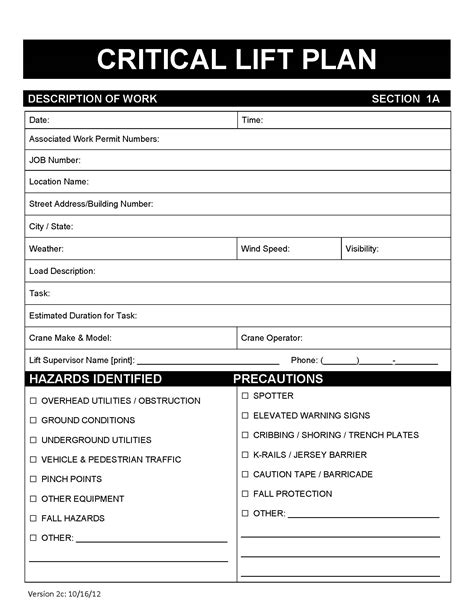 Crane Lift Plan Template