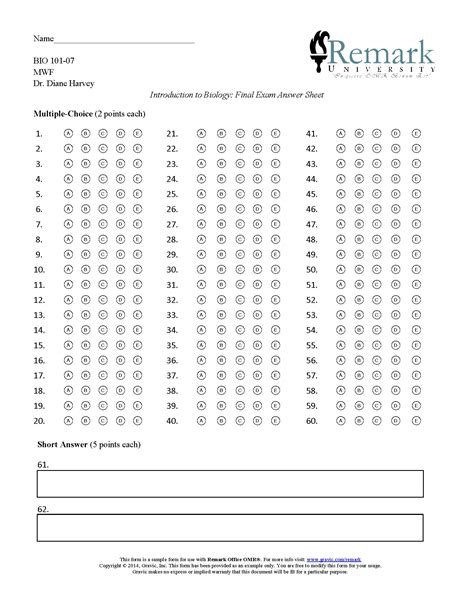 Create Test Answer Sheet Epub