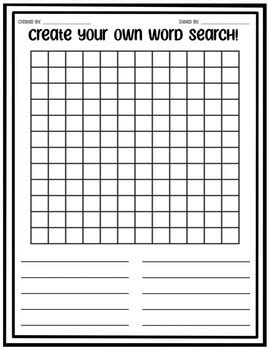 Create Your Own Word Search Template