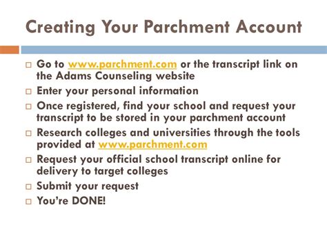 Create a Parchment Account: