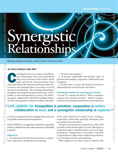 Creating Synergistic Relationships
