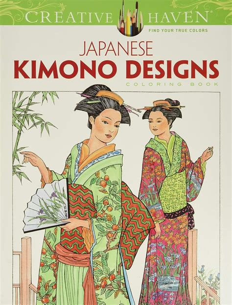 Creative Haven Japanese Kimono Designs Coloring Book Adult Coloring