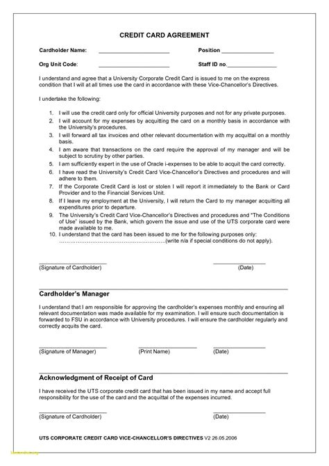 Credit Card Contract Template