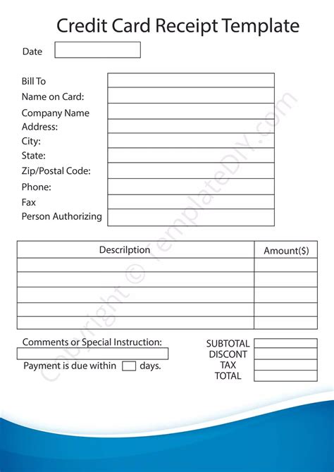 Credit Card Receipt Template Word