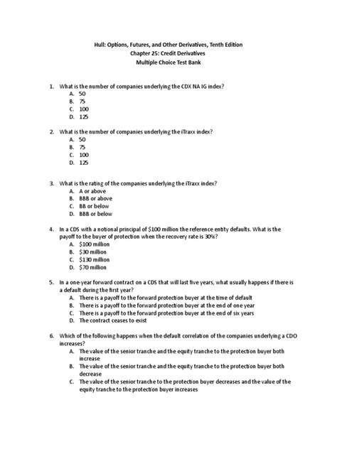 Credit Multiple Choice Test Bank Answers PDF