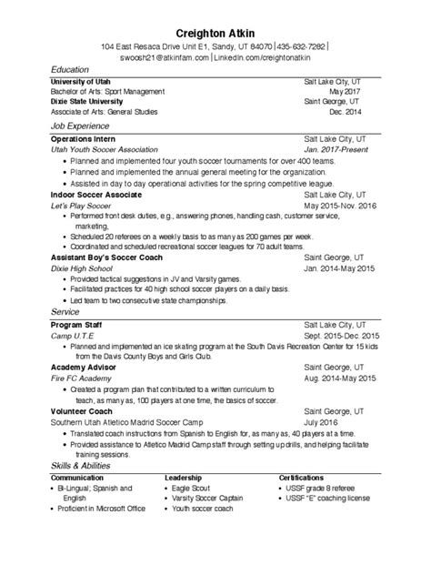 Creighton Resume Template