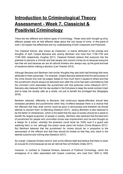 Criminological Theory Summaries - UWEC - University of .. Reader