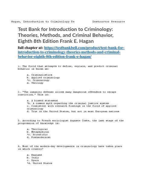 Criminology Test Bank Questions And Answers PDF