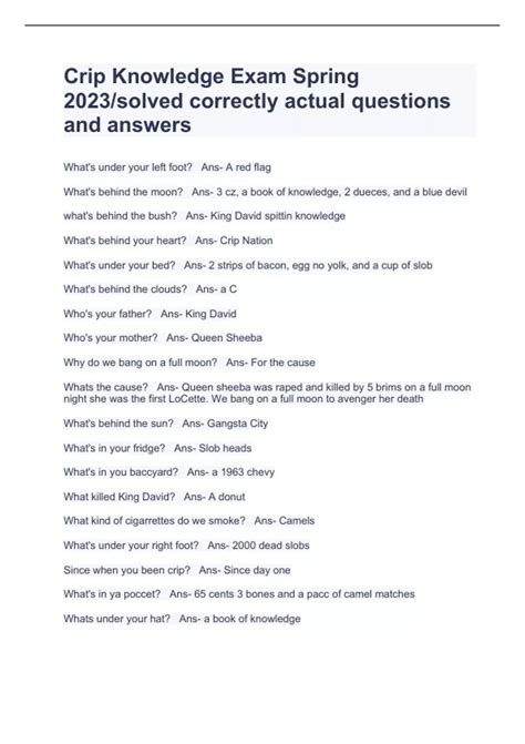 Crip Knowledge Questions And Answers PDF