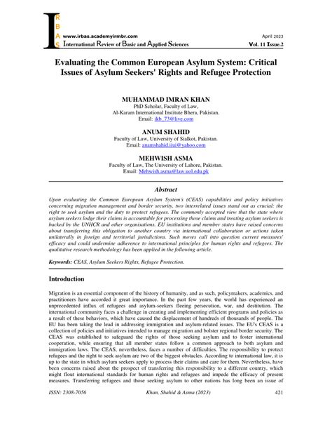 Criteria for Evaluating Asylum Systems