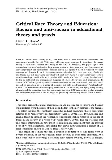 Critical Race Theory: Unveiling the Systemic Racism in Education