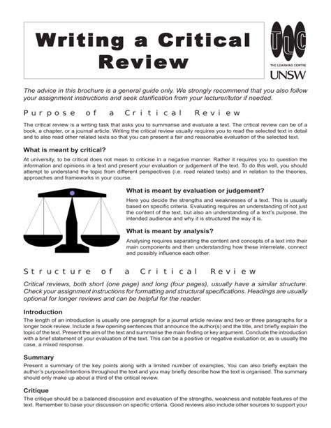 Critical Review Guide Epub