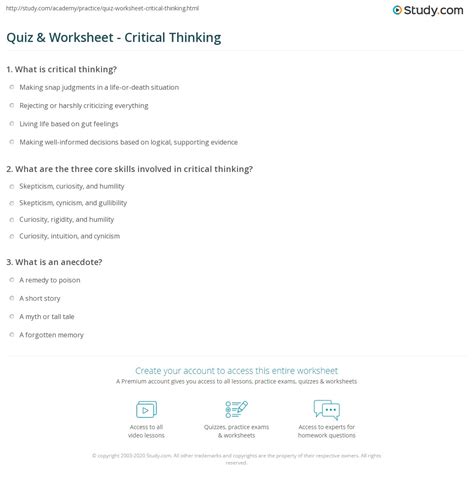 Critical Thinking Quiz And Answers Epub