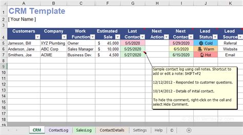 Crm Template For Excel
