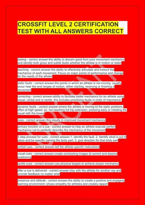 Crossfit Certification Test Answers Doc