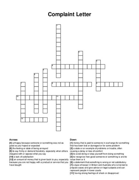 Crossword Puzzle Answer For Complaint PDF