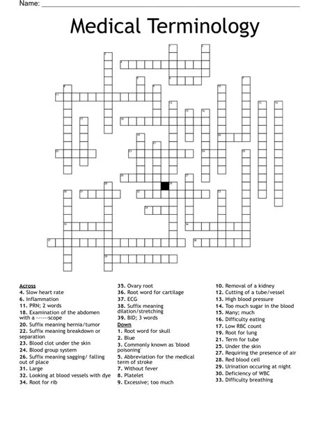 Crossword Puzzle Answers Medical Terminology Leonard Kindle Editon