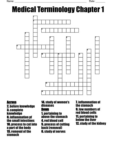 Crossword Puzzle Answers Medical Terminology Leonard Kindle Editon