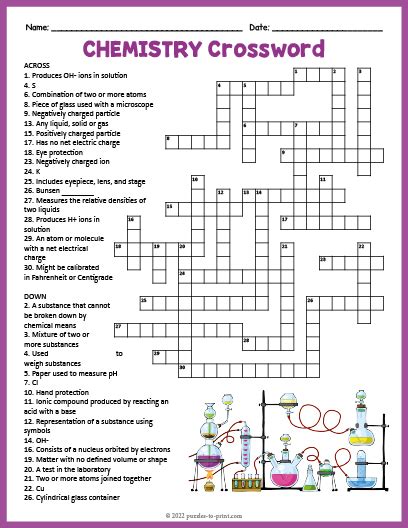 Crossword Puzzle In Chemistry With Answer Doc