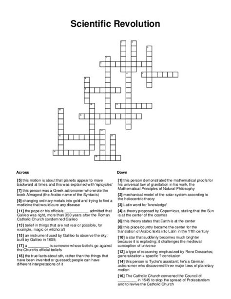 Crossword Puzzle Scientific Revolution Answers Kindle Editon