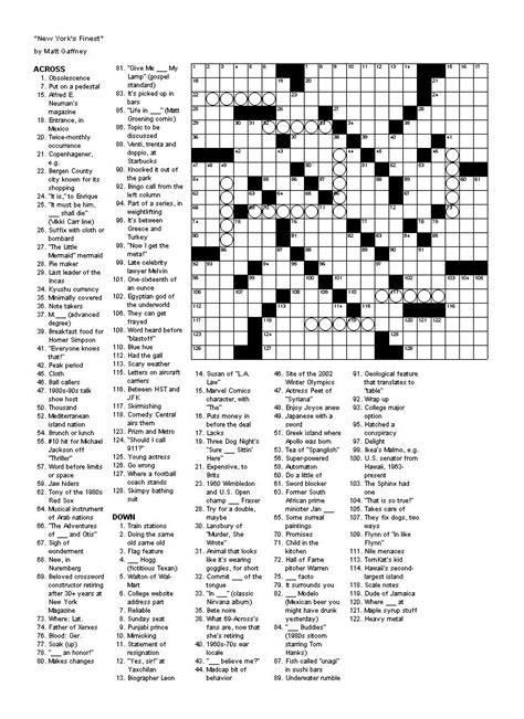 Crossword Puzzles Difficult Printable
