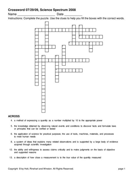 Crossword Science Spectrum 2008 Answers Epub
