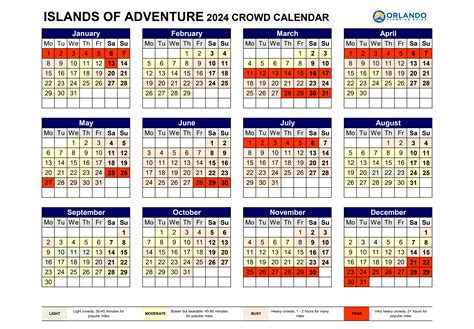 Crowd Calendar Universal Islands Of Adventure