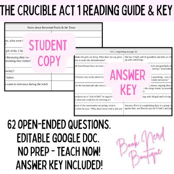 Crucible Act 1 Text Analysis Answer Key PDF