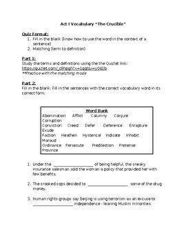 Crucible Act 1 Vocabulary Study Context Cluesanswers Epub