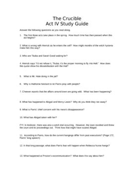 Crucible Act 4 Study Guide And Answers PDF