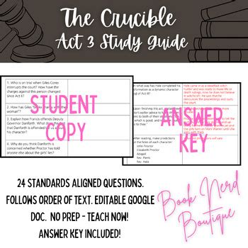 Crucible Act Three Study Guide Answer Key Doc