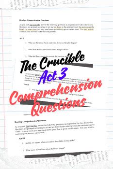 Crucible Comprehension Answers Reader