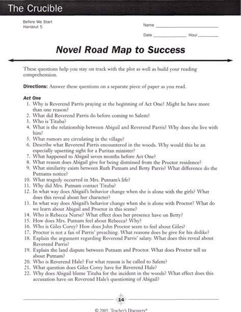 Crucible Novel Road Map Success Answers Epub