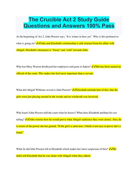 Crucible Study Guide Questions And Answers Reader