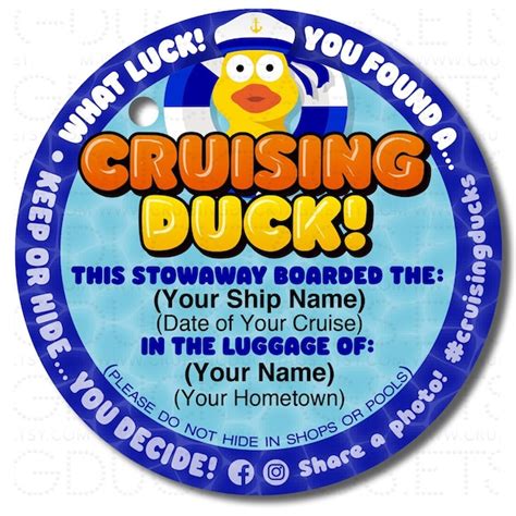 Cruising Duck Tag Template