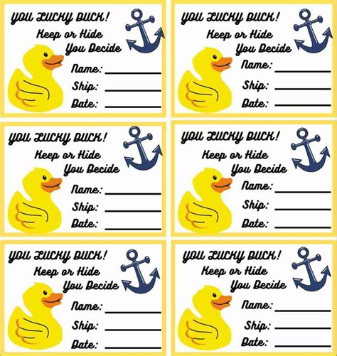Cruising Duck Tag Template Free