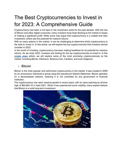 Cryptocurrencies to Invest in: A Comprehensive Guide for 2023