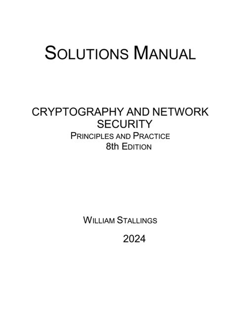 Cryptography Network Security Solution Manual Epub