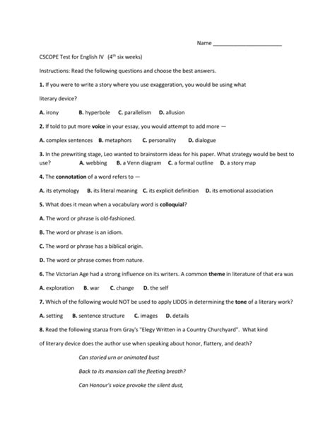 Cscope Test Answers Doc