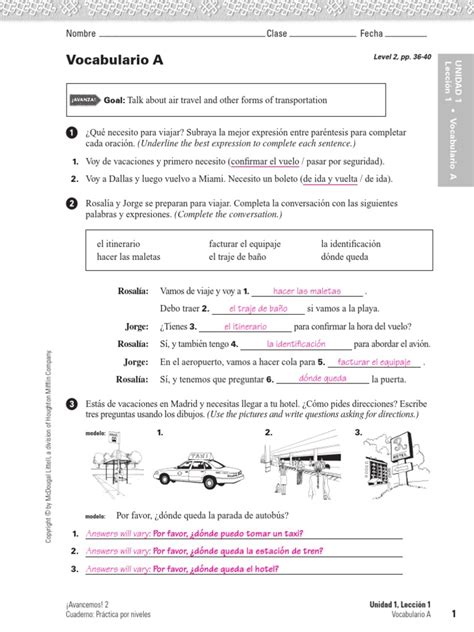 Cuaderno Practica Por Niveles Answers Unidad 5 Doc