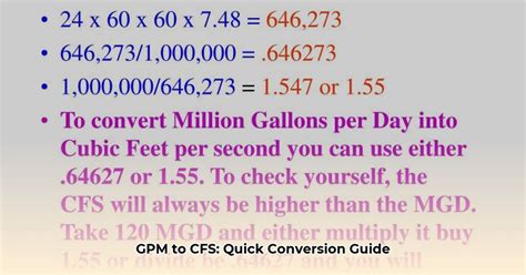 Cubic Feet Per Second to Gallons: A Comprehensive Guide