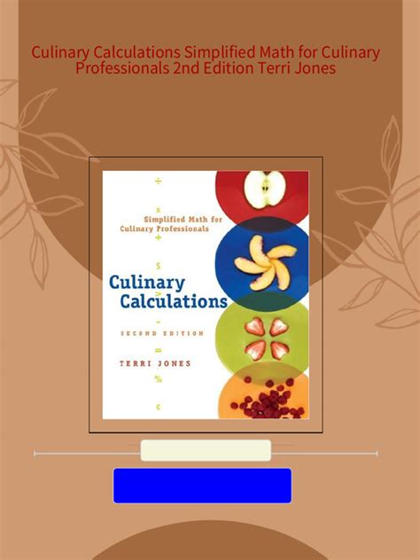 Culinary Calculations Simplified Math for Culinary Professionals 2nd Edition Epub