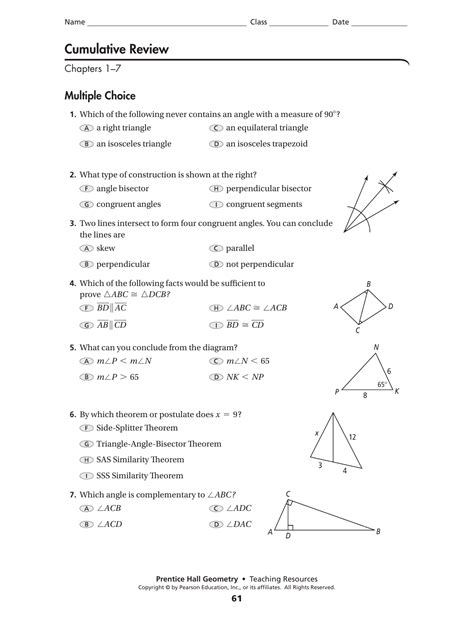 Cumulative Review Prentice Hall Geometry Answers PDF