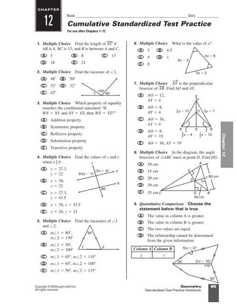 Cumulative Standardized Test Practice Answers Geometry Epub