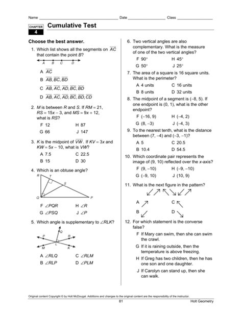 Cumulative Test Answers Geometry Kindle Editon