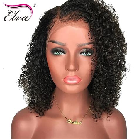 Curly 360 Lace Frontal Wig Pre Plucked With Baby Hair 180% Density Short Human Hair Bob Wigs